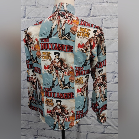 Second Hand Rose by Mack Mens Button Up Shirt Buccaneer Vintage 70s Medium Small - Picture 7 of 16